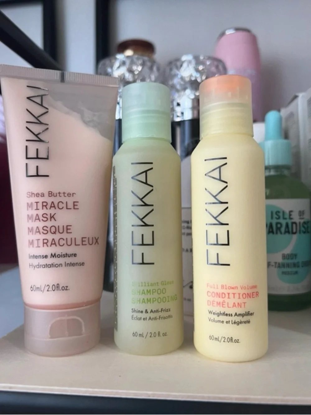 Fekkai Brilliant Gloss Shampoo, Full Blown Volume Conditioner, Miracle Mask